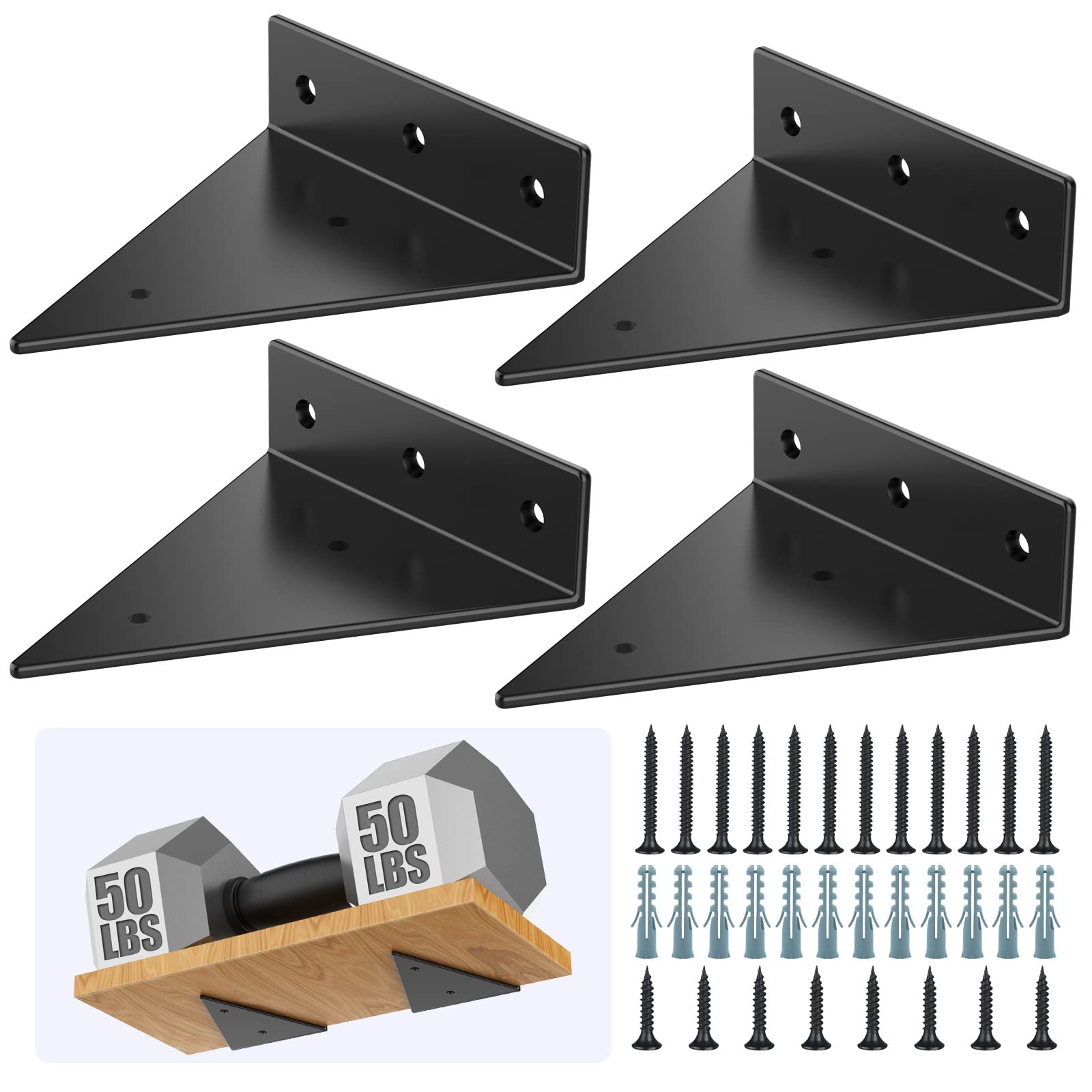 Buy Shelf Bracket 6 inch, Heavy Duty Floating Shelf Brackets Black Metal Floating Shelf Hardware
