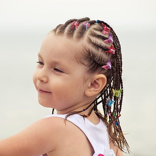 Miniatura 5 de EAONE 50 pinzas para el cabello de mariposa pastel, mini accesorios lindos para niñas y mujeres de los años 90 con paquete de caja, colores