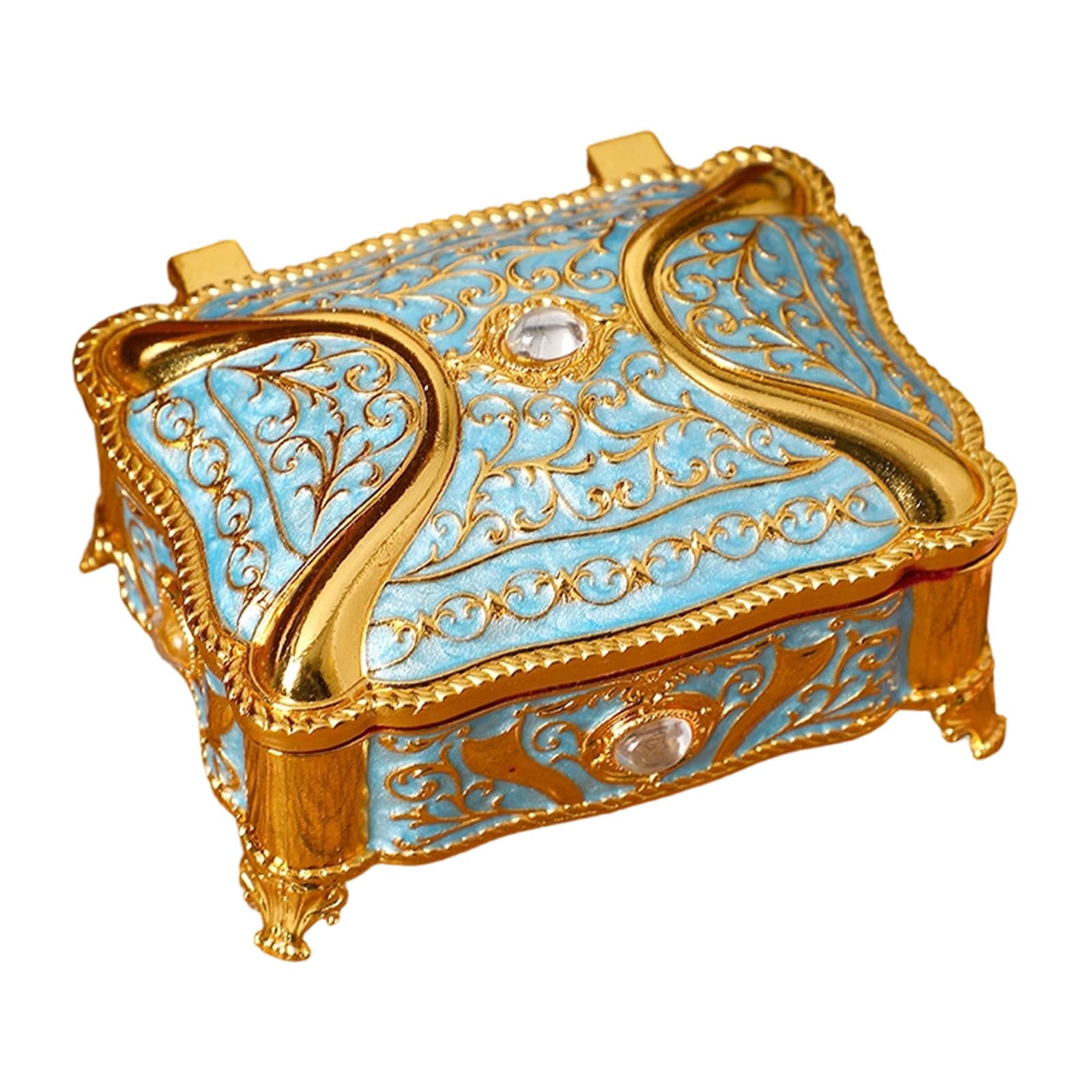 TQUXNGA Sturdy Alloy Jewelry Storage Box Featuring Enameled Floral Pattern Elegant Jewelry Display Case
