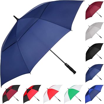 MRTLLOA Extra Large Golf Umbrella, 54/62/68/72 Inch Automatic Open, Oversize Double Canopy Vented Windproof Waterproof Sports Umbrellas for Rain