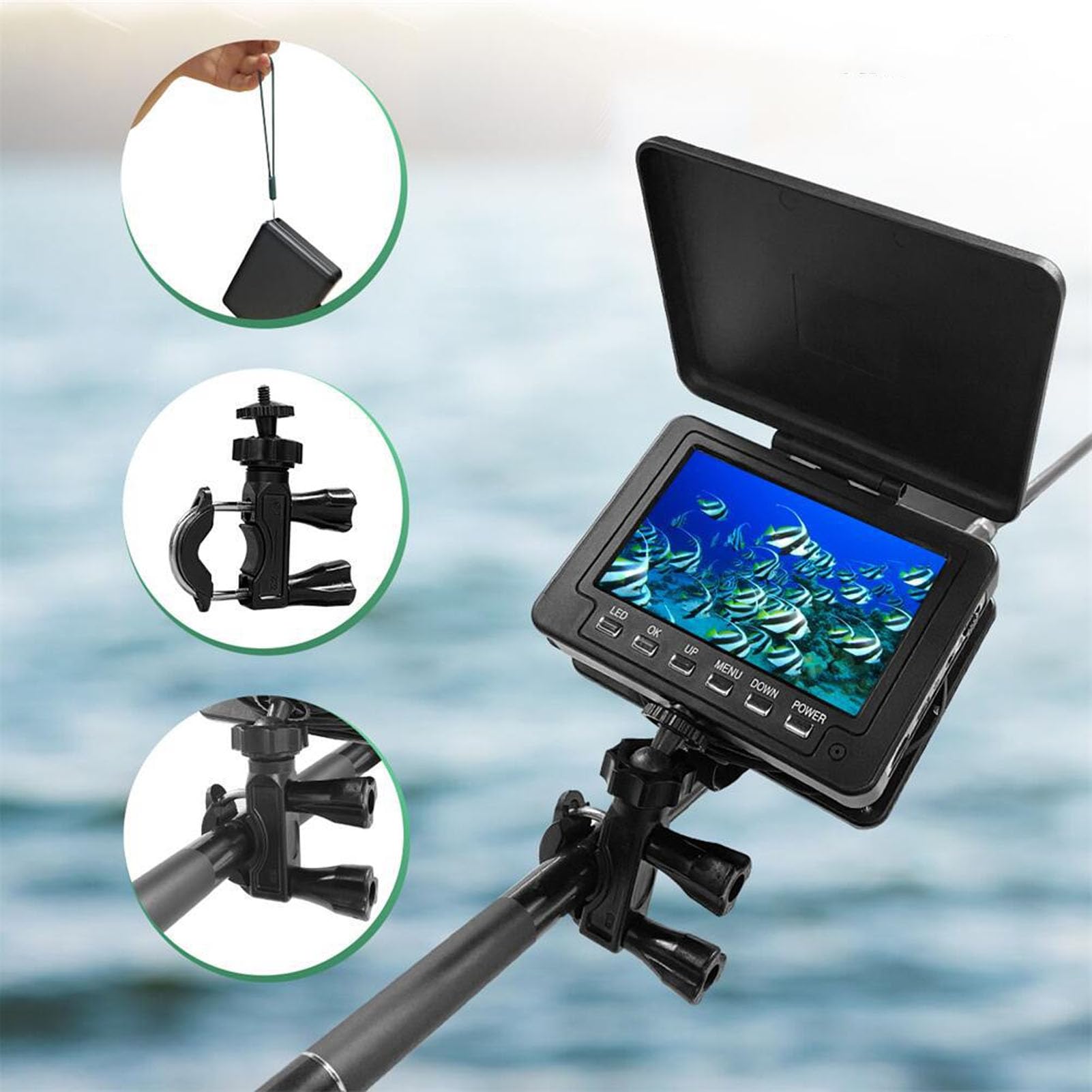 5-Zoll-IPS-LCD-Angelkamera mit Einer Auflösung von 1280 X 720, von Videos auf Einer Micro-Speicherkarte, 1080P-CMOS-Sensor, 30 M PU-Kabel, Wiederaufladbarer 5000-mAh-Akku