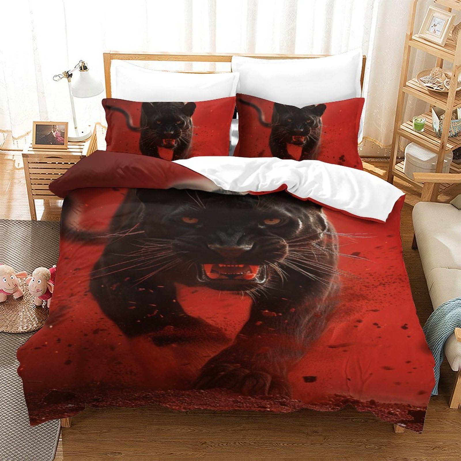 Ensemble de Literie Panthère Noire 3D en microfibre premium ultra douce 140x200
