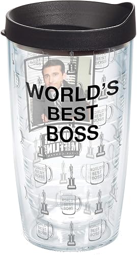 Tervis The Office Worlds Best Boss Made in USA Double Walled Insulated Tumbler Travel Cup Keeps Drinks Cold & Hot, 16oz, Classic