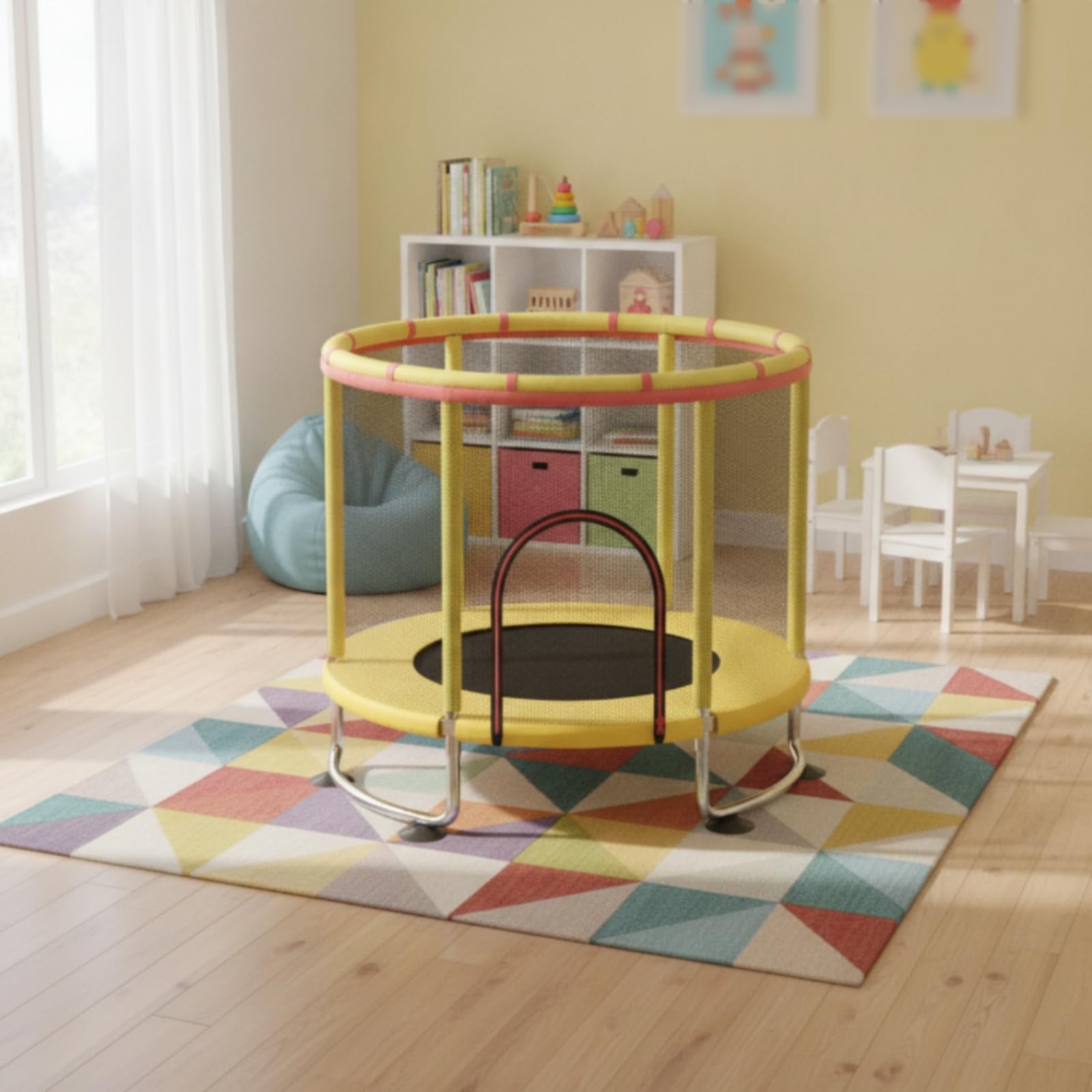 Ejercicio para Niños con Red Envolvente y Equilibrio con Patas Curvas con Ventosas Goma para Uso Seguro en Salones y Juego Interiores
