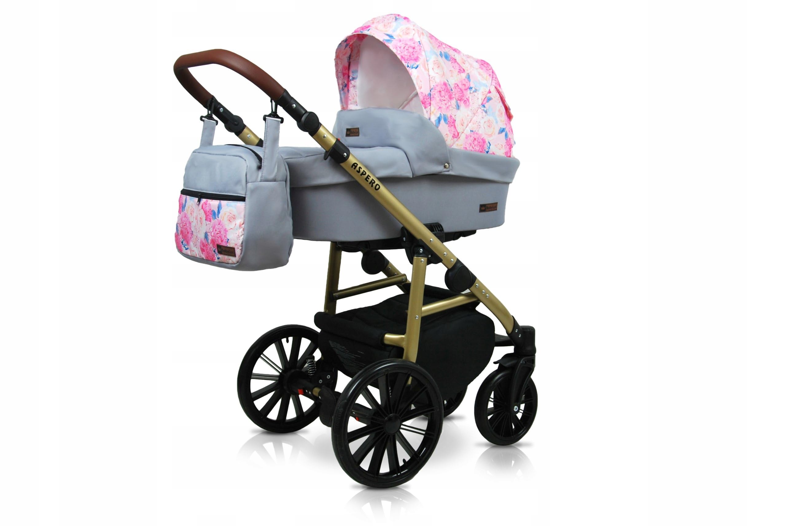 BabyLux® Wózek dziecięcy kompletny zestaw 4 w 1 - Aspero - w tym gondola dla niemowląt, wędka, fotelik samochodowy, podstawa ISOFIX - system kombinowany dla niemowląt, z torbą do przewijania itp.