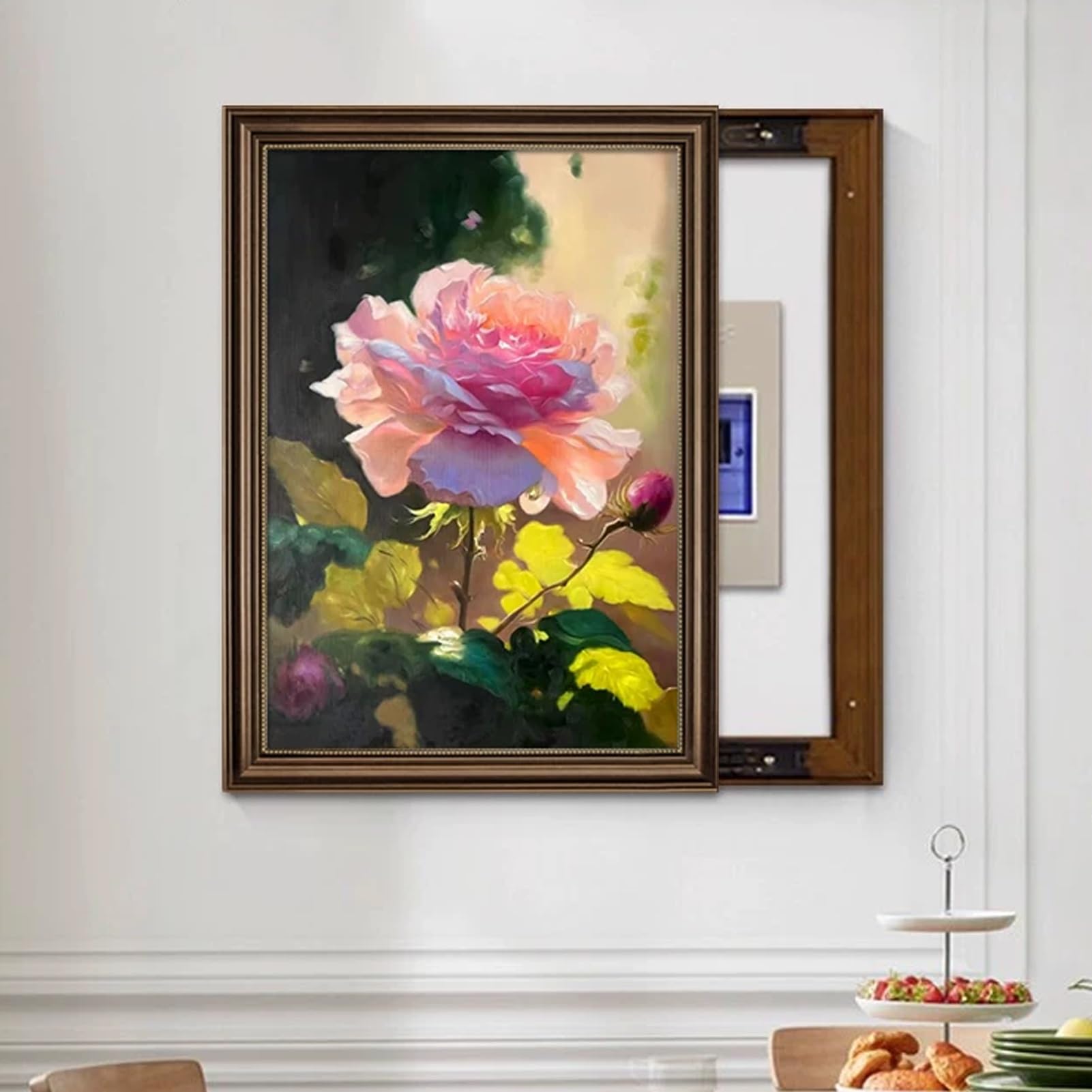 Retro Vertical Pintura Decorativa For Caja De Medidor | Cubierta Para Caja De Fusibles De Flores De Vaivén, Distribución Pintura Decorativa De Pared(Left K,15.7"x19.7"/40x50cm)