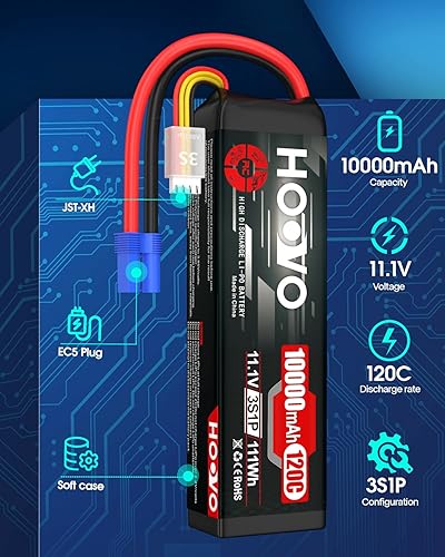 Miniatura 2 de HOOVO Batería 3S Lipo 11.1V 10000mAh 120C RC Softcase EC5 enchufe compatible con coches RC, drones, DJI, FPV, avión RC, pasatiempos de carreras,