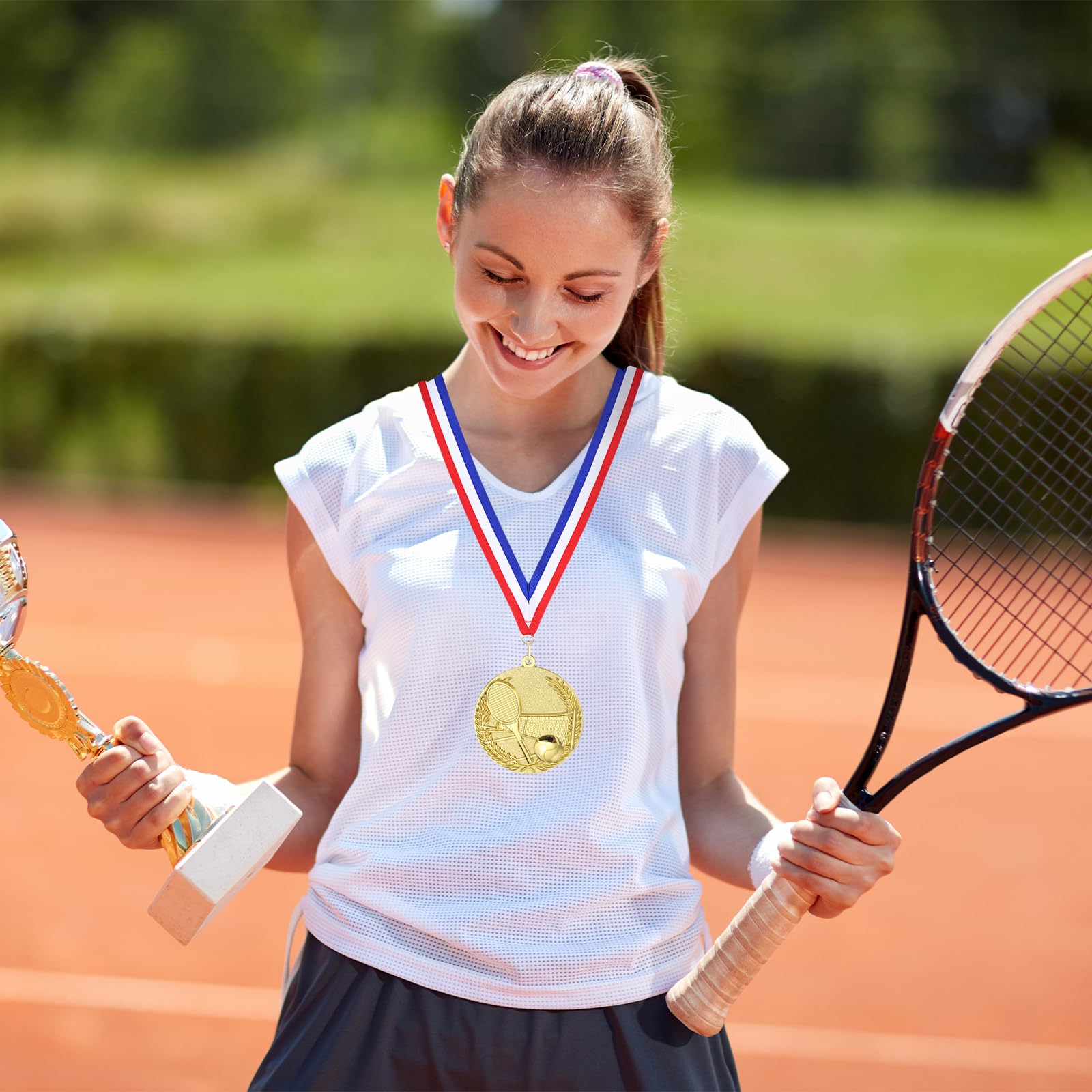 PATIKIL Medalla de Metal, Medalla de Premio, con Cinta, para Juegos y Competencias Deportivas