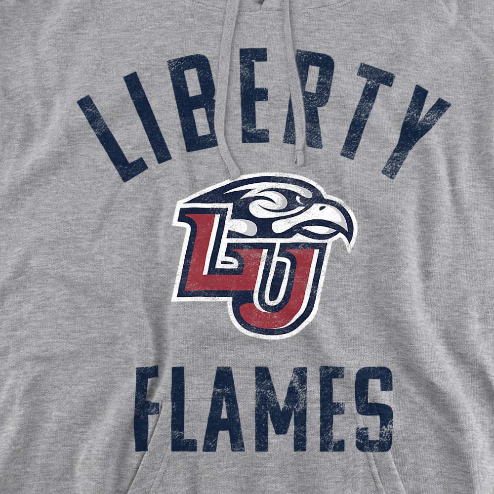 Liberty University Official Flames Logo Unisex Adult Pull-Over Hoodie,Athletic Heather, 2X-Large