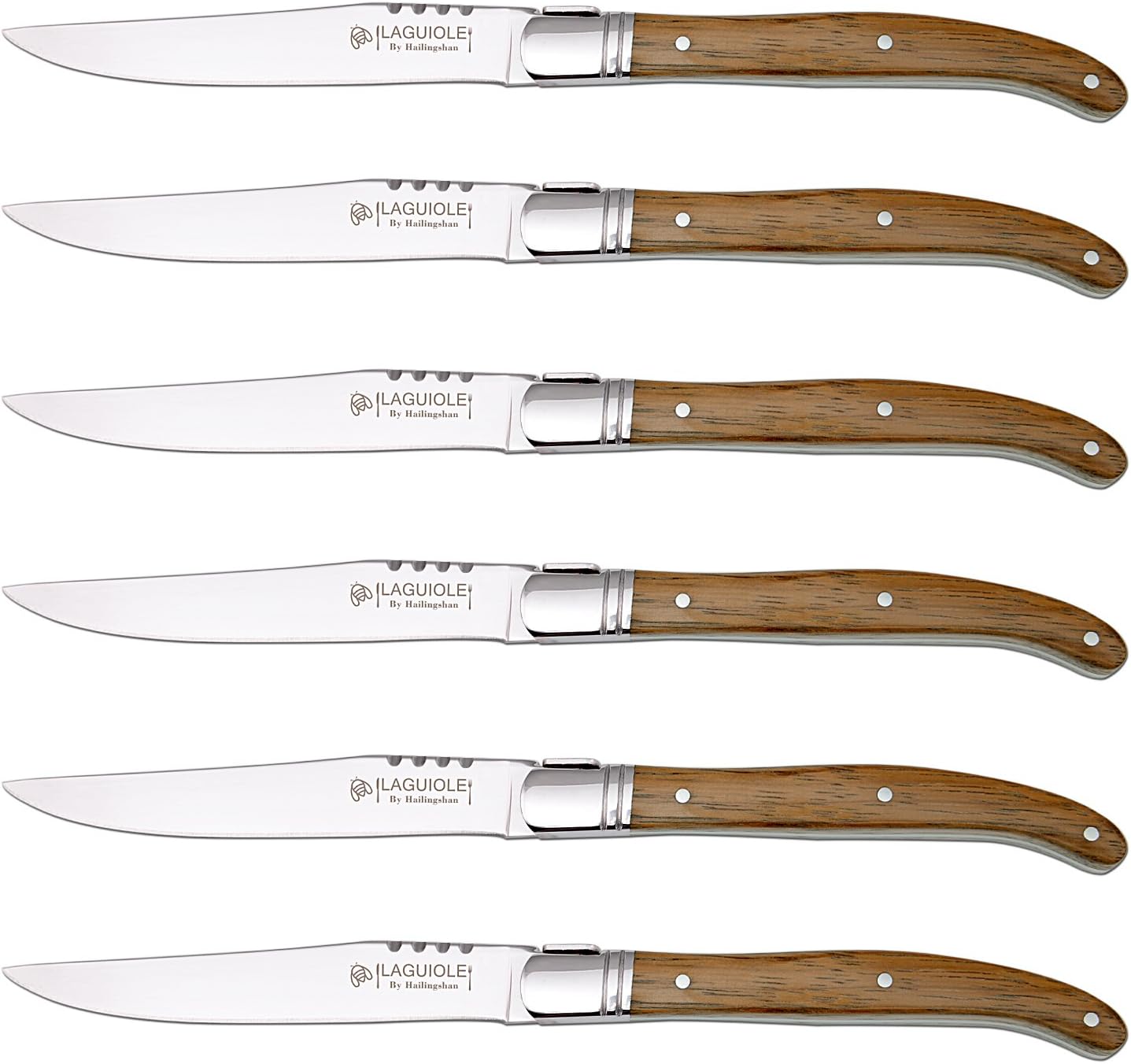 Steak Knives Set of 6, Laguiole by Hailingshan Stainless