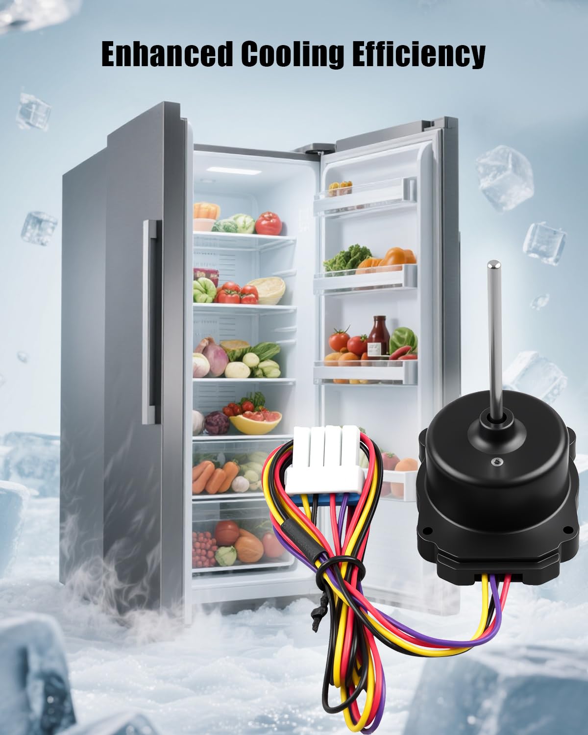 Refrigerator Evaporator Fan Motor Assembly Fit for LG Refrigerator Replace EAU65058522 EAU63103001 EAU65058304 EAU64843805 EAU65058312, DC 12V 1A