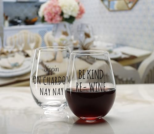 Circleware Radiance - Juego de 4 copas de vino sin tallo, para el hogar y la cocina, cristalería de comedor para agua, cerveza, jugo, té helado,