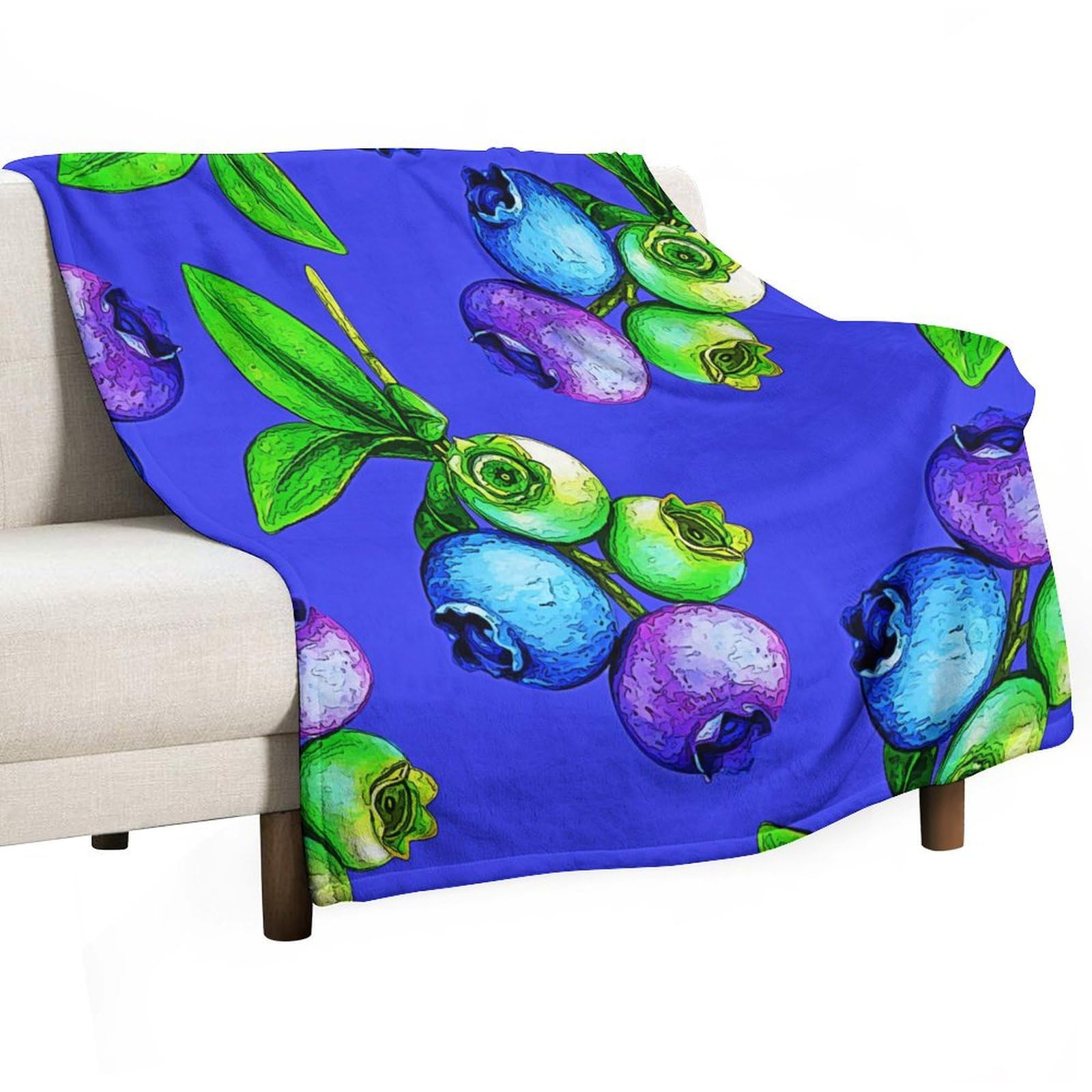Couverture de lit en peluche douce plaid motif bleuets canapé camping