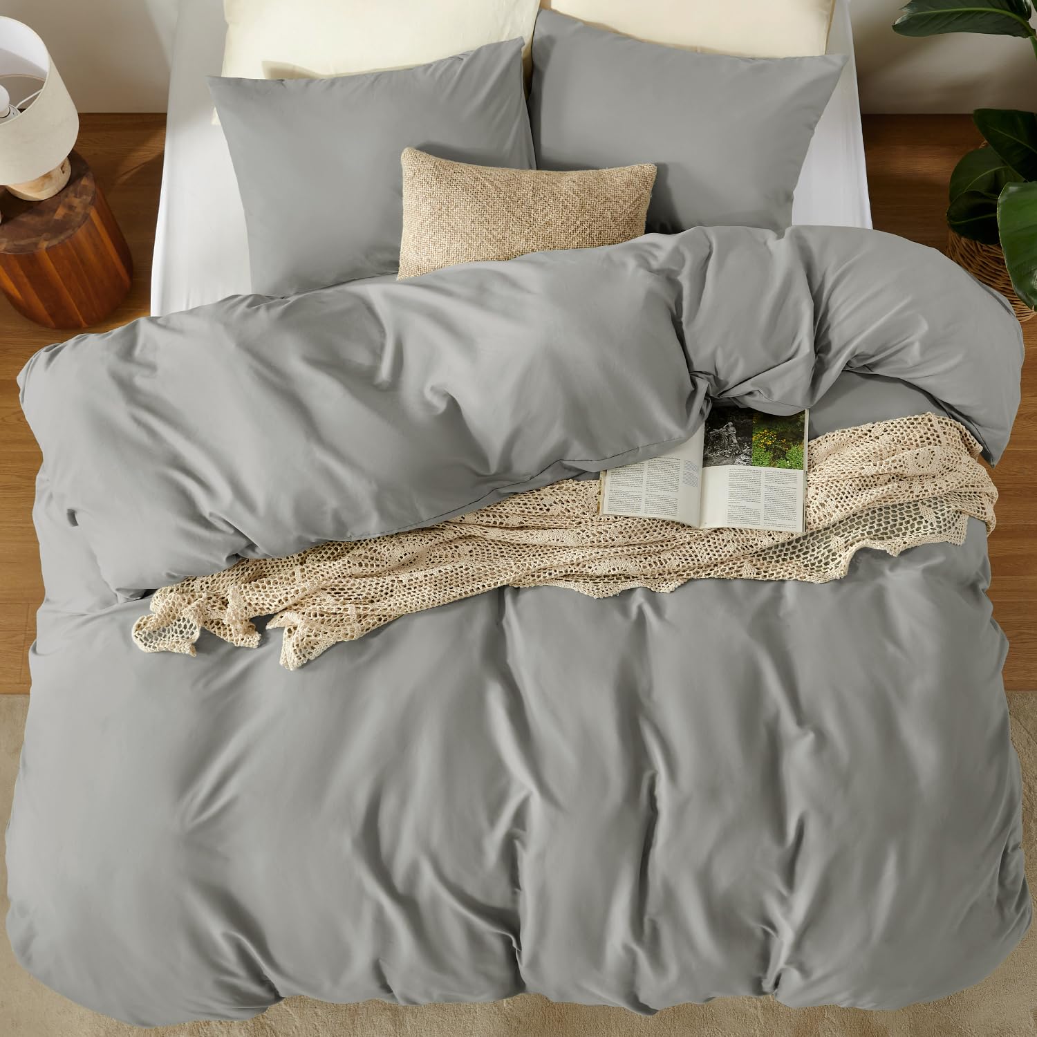 puredown 1PCS Funda Nordica Cama 135x200cm+ 1PCS Funda Almohada 40x80cm, Juego de Cama 100% Microfibra, Suave y Transpirable, Oeko-Tex, Marrón grisáceo