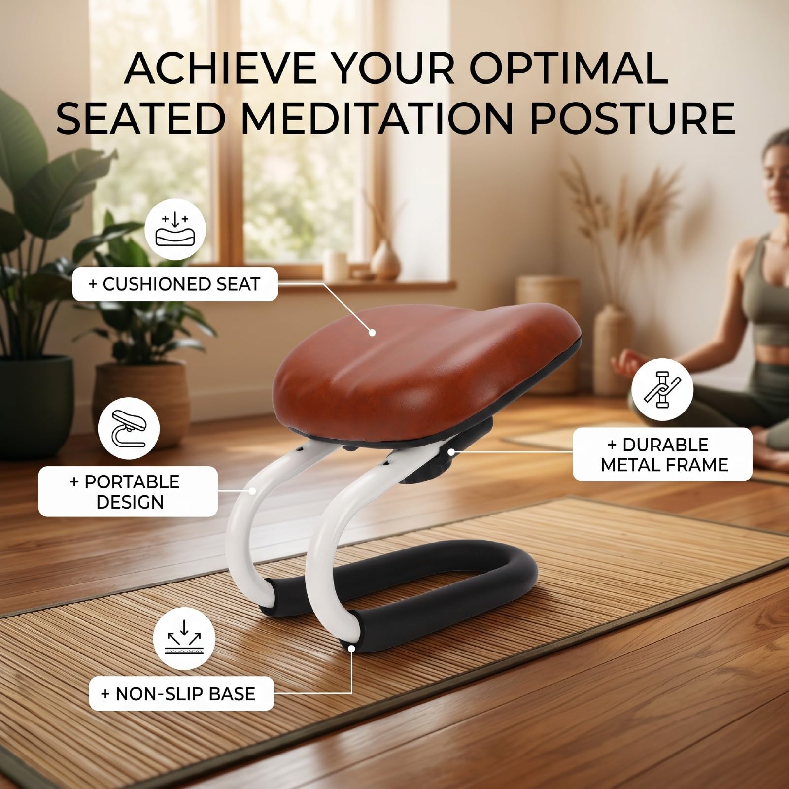 Luocute Meditationsbank, Verstellbarer Kniestuhl mit Rutschfestem Kissen for Yoga Heimstudio