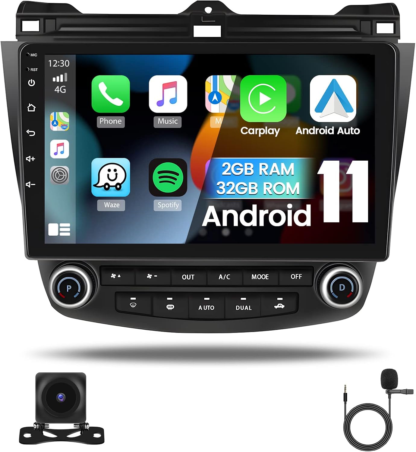 Android Car Stereo for Honda Accord 2003-2007, Wireless Apple CarPlay, Wireless Android Auto, 10.1 inch Touchscreen Car Radio with GPS BT HiFi SWC Backup Camera (2G+32G)