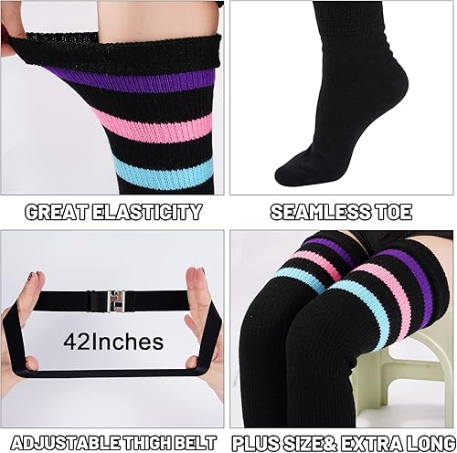Miniatura 3 de Abodhu Calcetines altos hasta el muslo de talla grande para muslos gruesos para mujer, extra largos, ampliados, de punto grueso