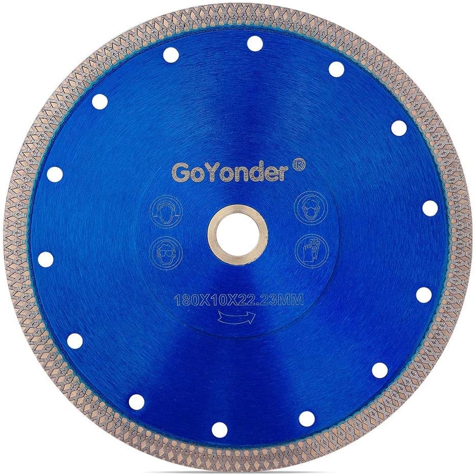 GoYonder Tile Blade 7 Inch, Super Thin Diamond Saw Blade for Cutting Porcelain Tiles, Granite Marble Ceramics (7"-Blue)