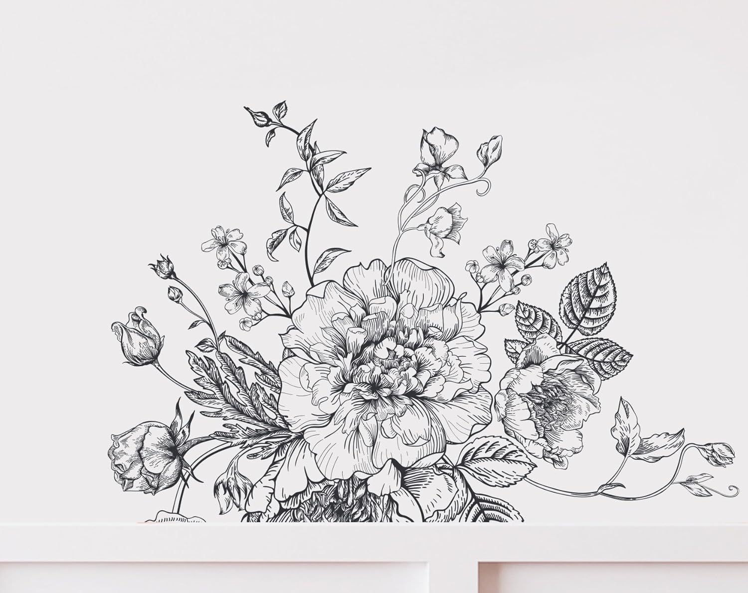 Black Boho Wall Stickers Decor Flower Wall Decor Peel and