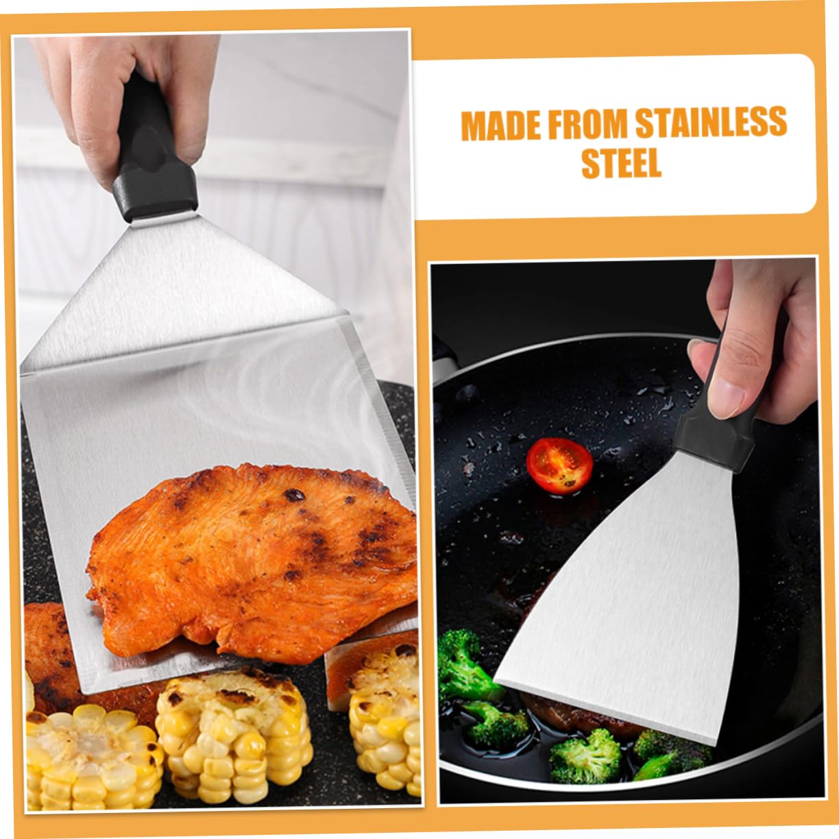 BESTonZON Herramientas para Barbacoa De Acero Inoxidable Cepillo para Untar Espátula Multifunción para Hamburguesas para Asar Al Aire Camping y Cocinar