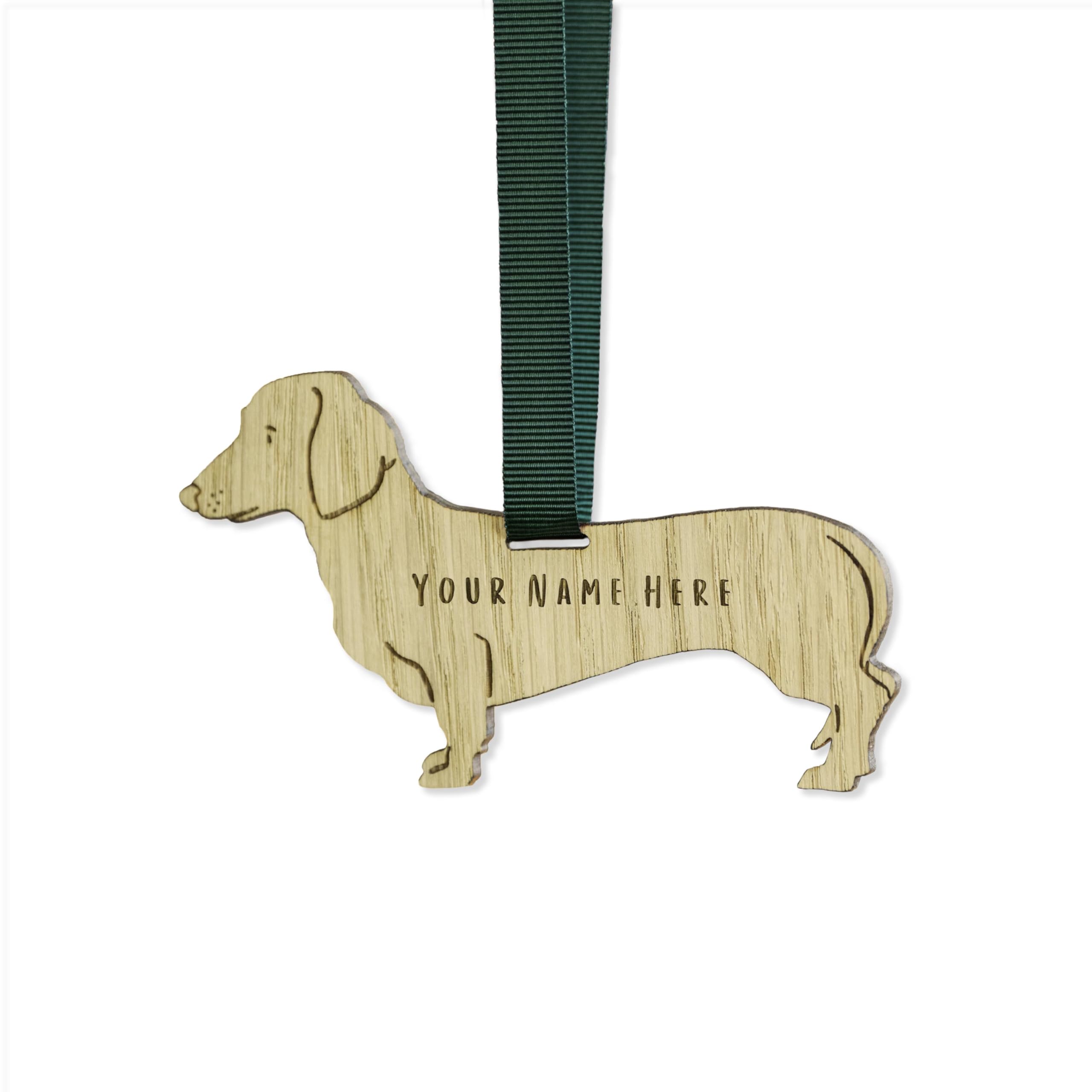 "Manta Makes Personalised Dog Christmas Decorations, wooden dog lover gifts for dog lovers, range of over 50 breeds, personalised pet memorial gifts, best dog Mum gifts (Dachshund)" โ image 1