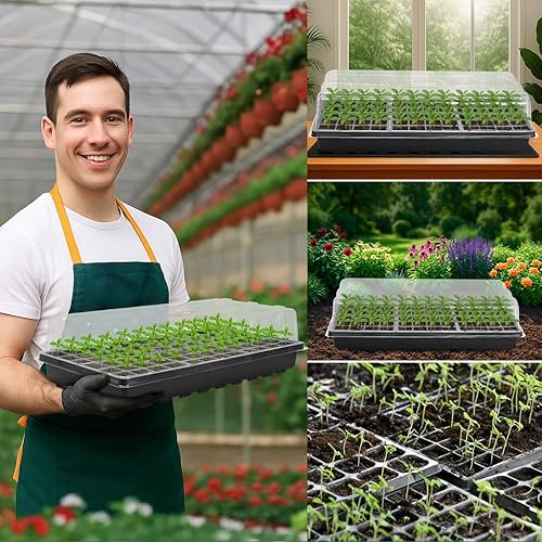 Miniatura 19 de MIXC Paquete de 10 bandejas de inicio de semillas 1020, bandejas extra gruesas y resistentes, sin agujeros, sin fugas, planos, de propagación