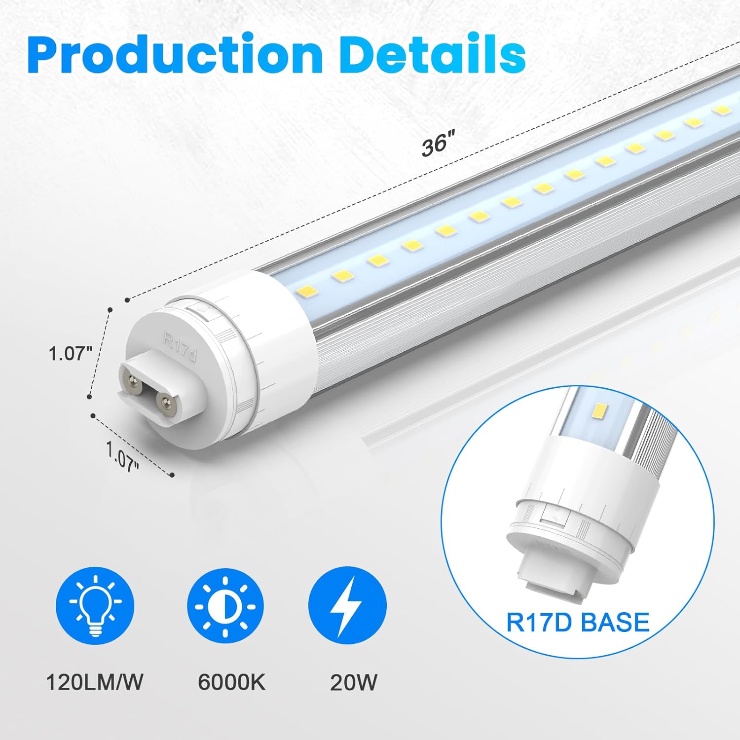 JESLED 360 Degree T8 T10 T12 3ft 24w R17D/HO Base, led Outdoor Tubes for Double Sided Signs 6000K Cool White Clear Cover (4-Pack)