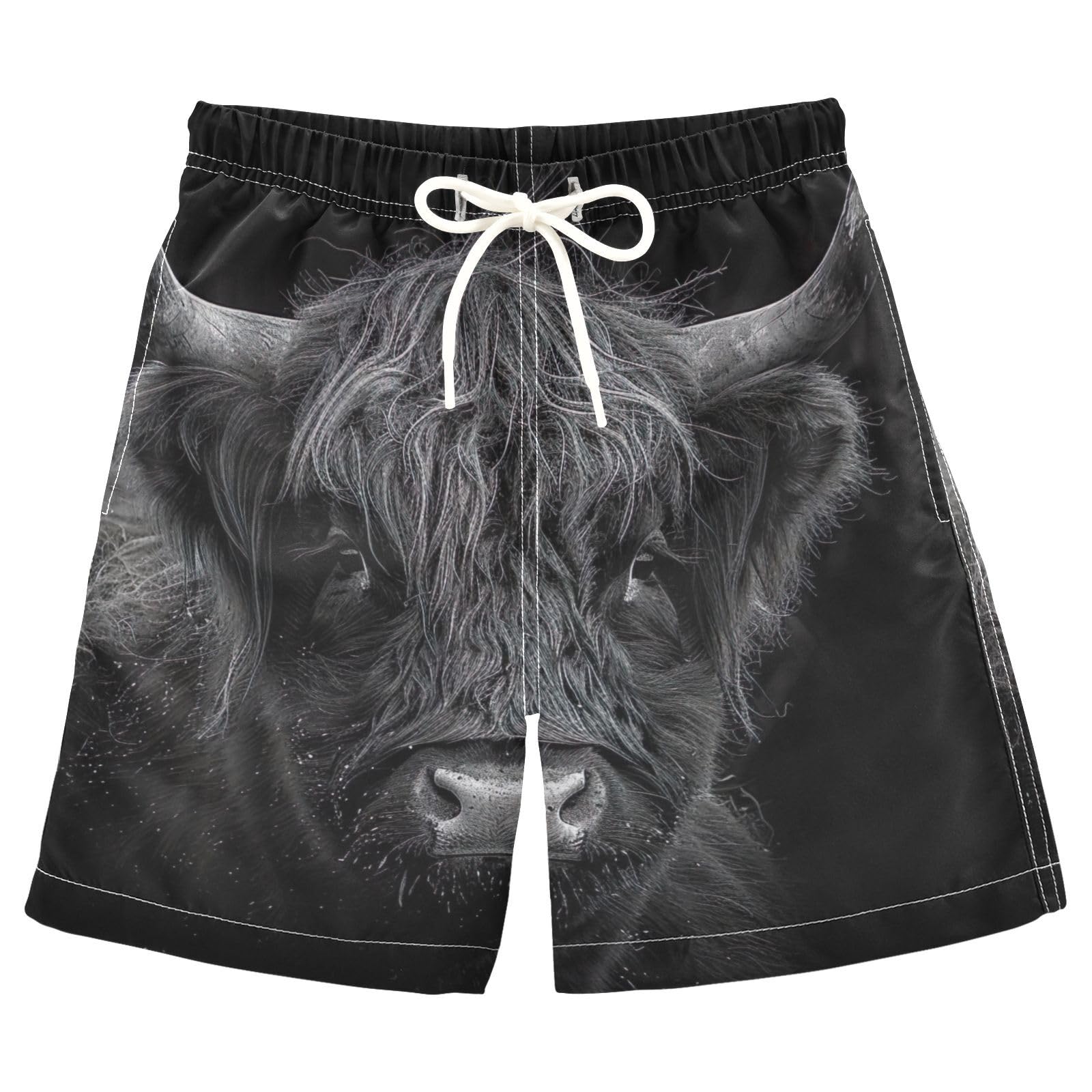 FULUHUAPIN Boys Quick Dry Highland Cattle Cow Swimsuit 20325061