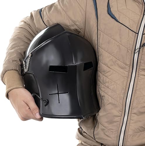 Miniatura 2 de Chainmail Medieval Crusader Knight Templar Helmet Armadura cruzada de acero y latón