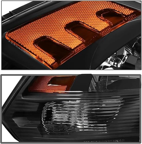 Miniatura 6 de Conjunto de faros delanteros para Dodge Ram 1500 2009-2018, Ram 2500 3500 2010-2018, lado del conductor y del pasajero, carcasa negra, esquina ámbar