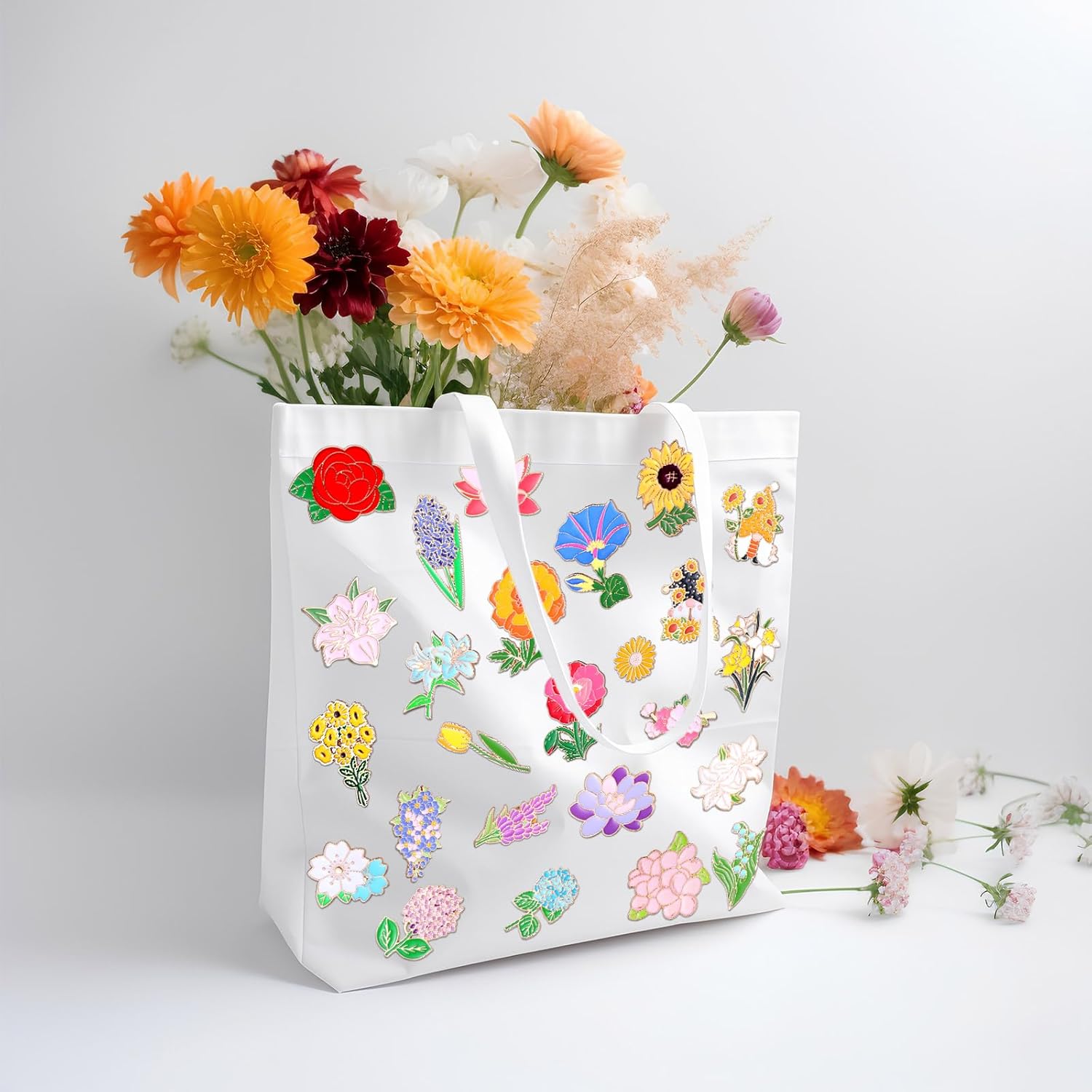 Giegxin 40 Pcs Flower Enamel Pins for Backpacks Floral Lapel Pins Bulk Cute Wildflower Rose Spring Sunflower Tulip Lily Hydrangeas Brooch for Women Girl Hat Clothes Bags Accessories Gifts - Image 5