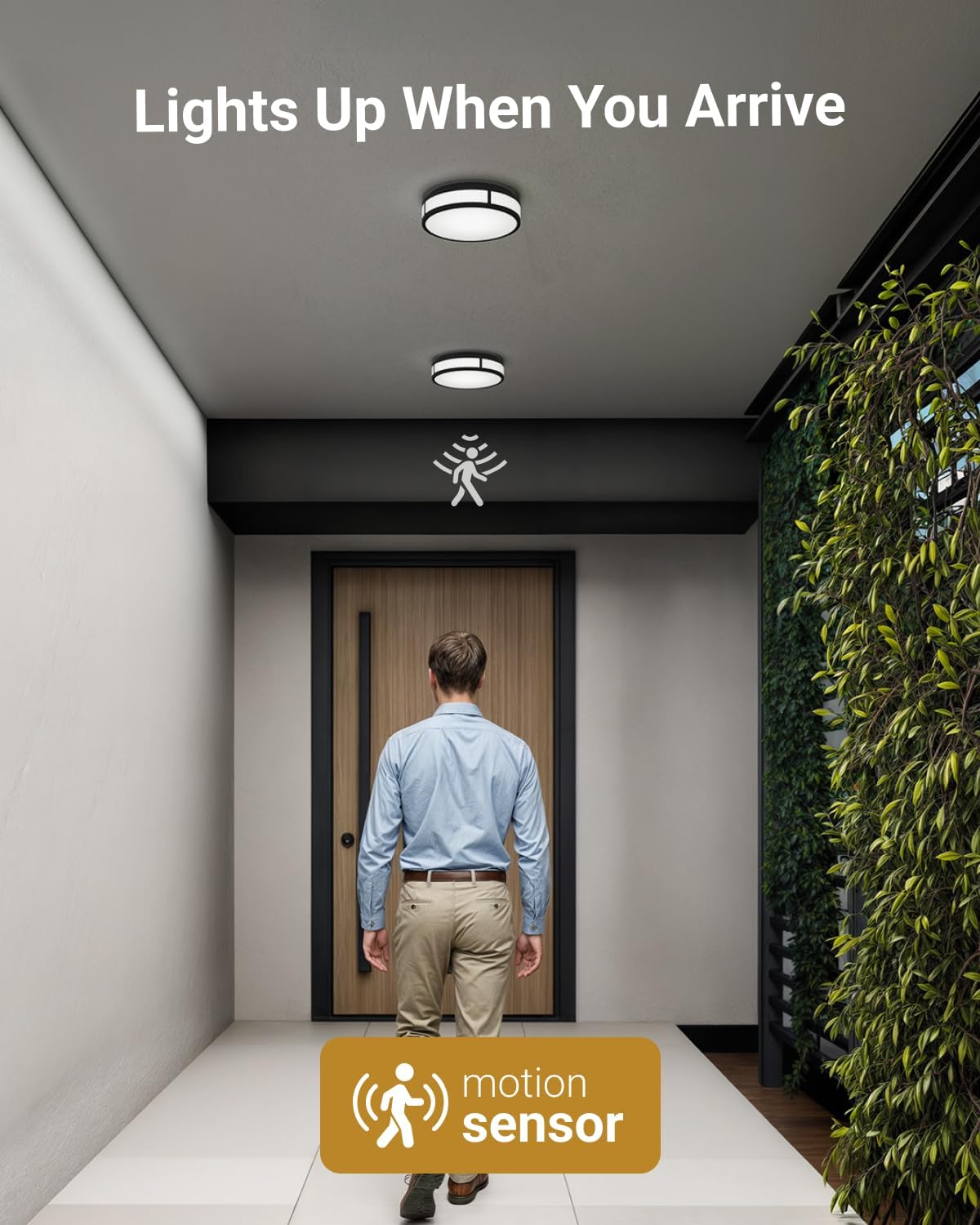 Sunco Motion Sensor LED Ceiling Light, Motion Activated Flush Mount Lighting Fixture, Dusk to Dawn Feature, 12 Inch, 20W, 1500 LM, Selectable CCT 2700K/3000K/4000K/5000K/6000K, Damp Rated, ETL