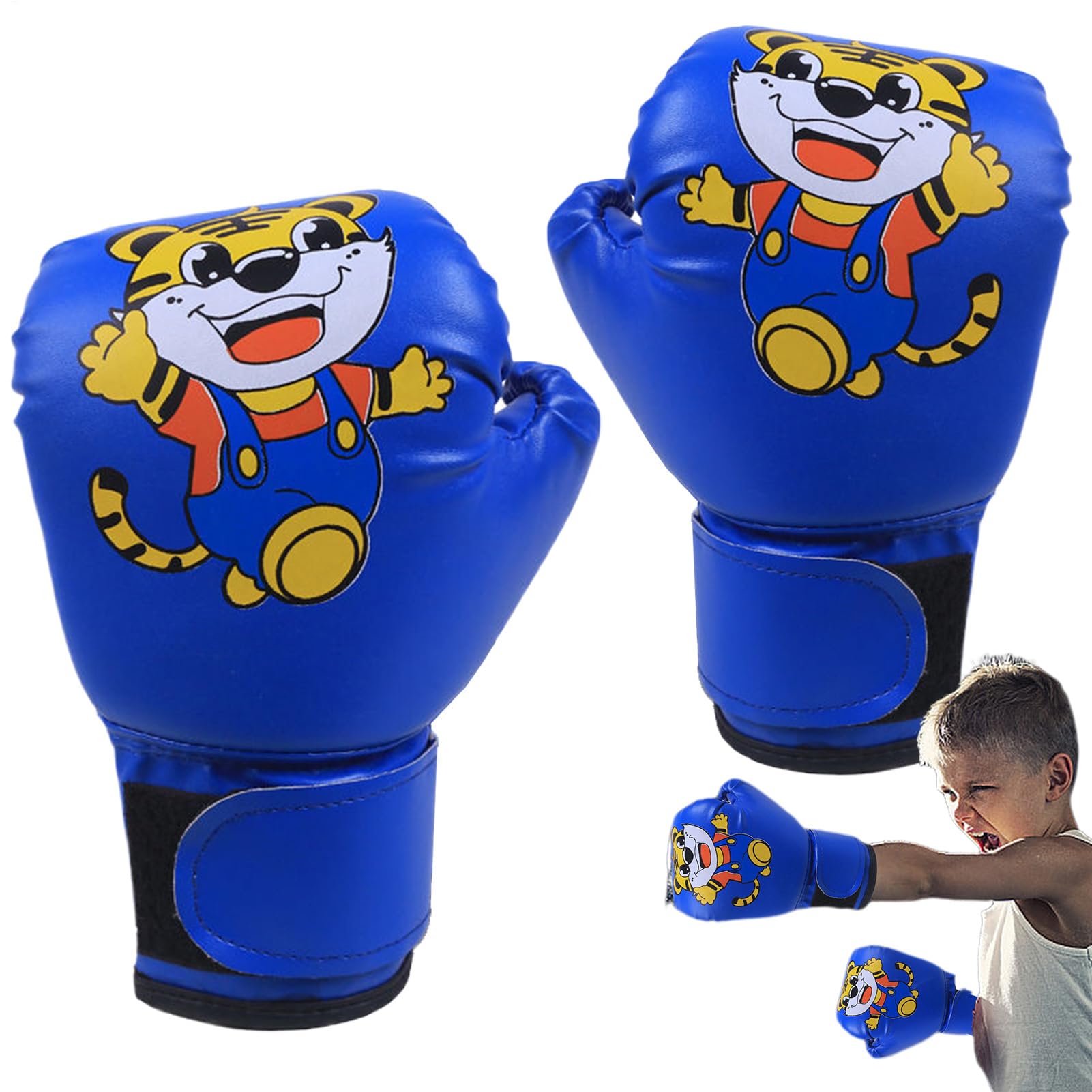 Guantes de boxeo para niños, piel sintética transpirable, con patrón de dibujos animados, guantes de entrenamiento para niños de 3 a 12 años, jóvenes, niños y niñas para saco de boxeo — view 6