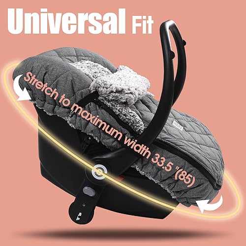 Miniatura 4 de ACRABROS Funda de asiento de coche para bebé toldo de invierno para niño y niña, con cremallera para recién nacido, ventana mirada, cálida,