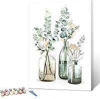 Vista 8 de Ginkko Pintura por números para adultos, niños, principiantes, con marco de madera, fácil, acrílico sobre lienzo, 12x16 pulgadas, con pinturas