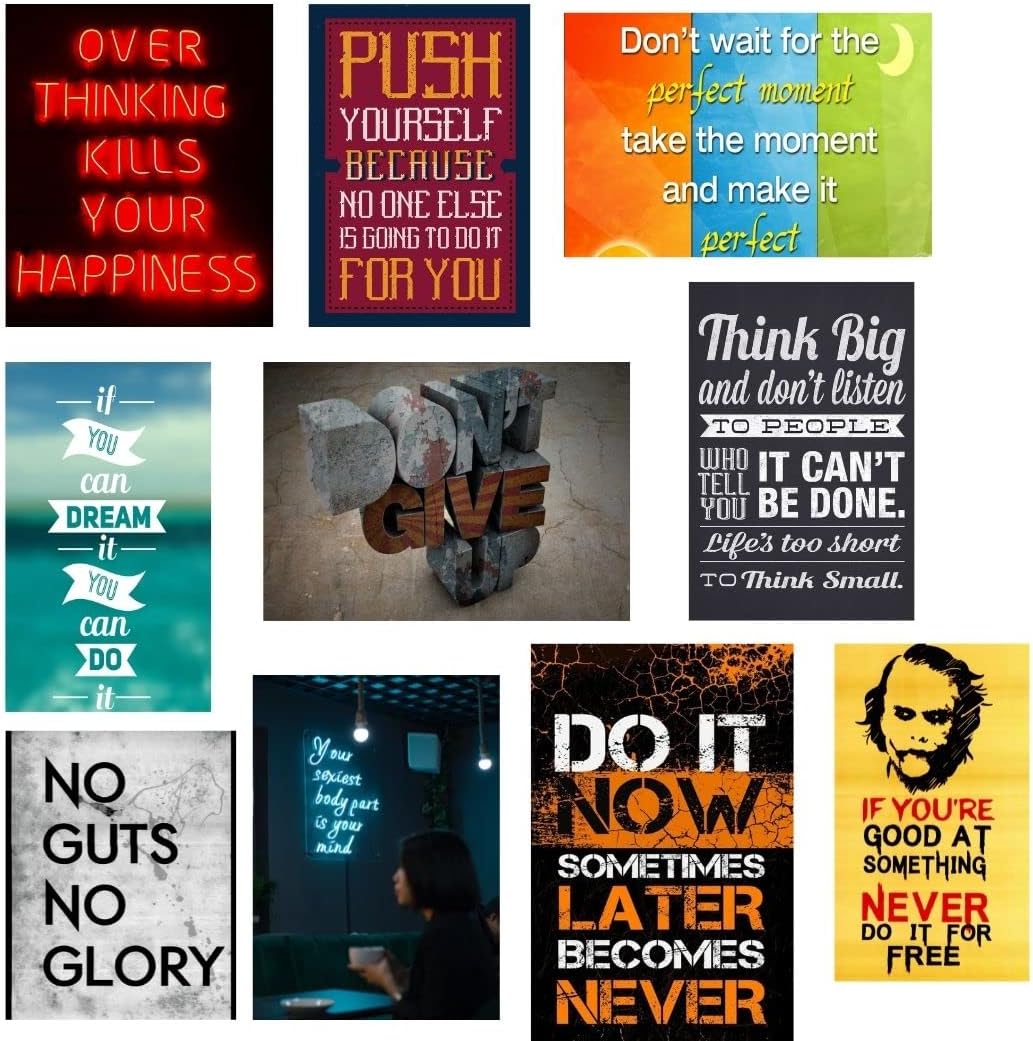 CC CRAVECUTE Crave cute Inspirational Wall Abstract Poster |Laminated sheets|Sticker Posters Multicolour, Sheet Size 13 x 19 Inch (Set of 10)