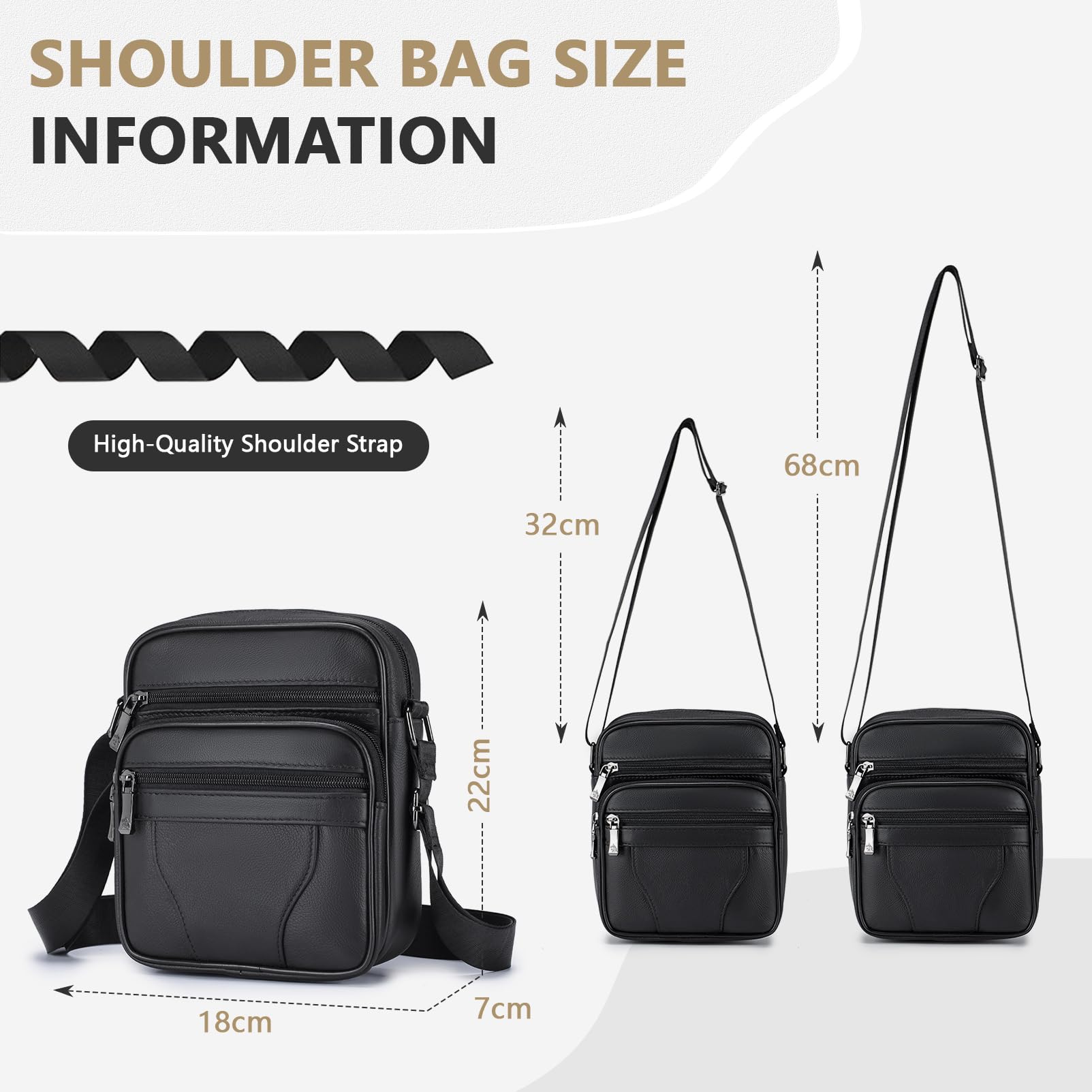 SPAHER Sacoche en Cuir Homme - Sac Bandoulière Porté Epaule Travers pour Affaires et Loisirs