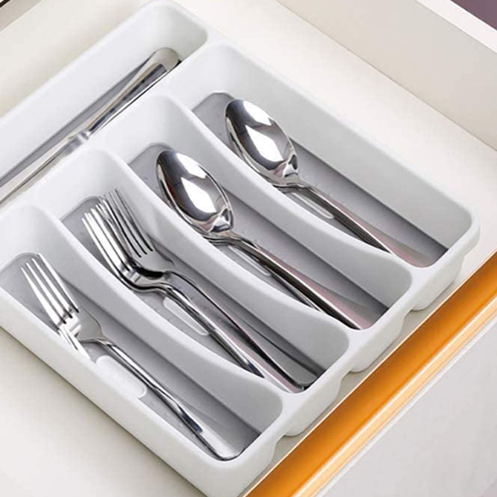Esta Bandeja para Cubiertos para cajones, cajón para Cubiertos sintético, Almacenamiento de Utensilios de Plata con Fondo de Goma, Organizador de cajones Antideslizante (Cubiertos no incluid