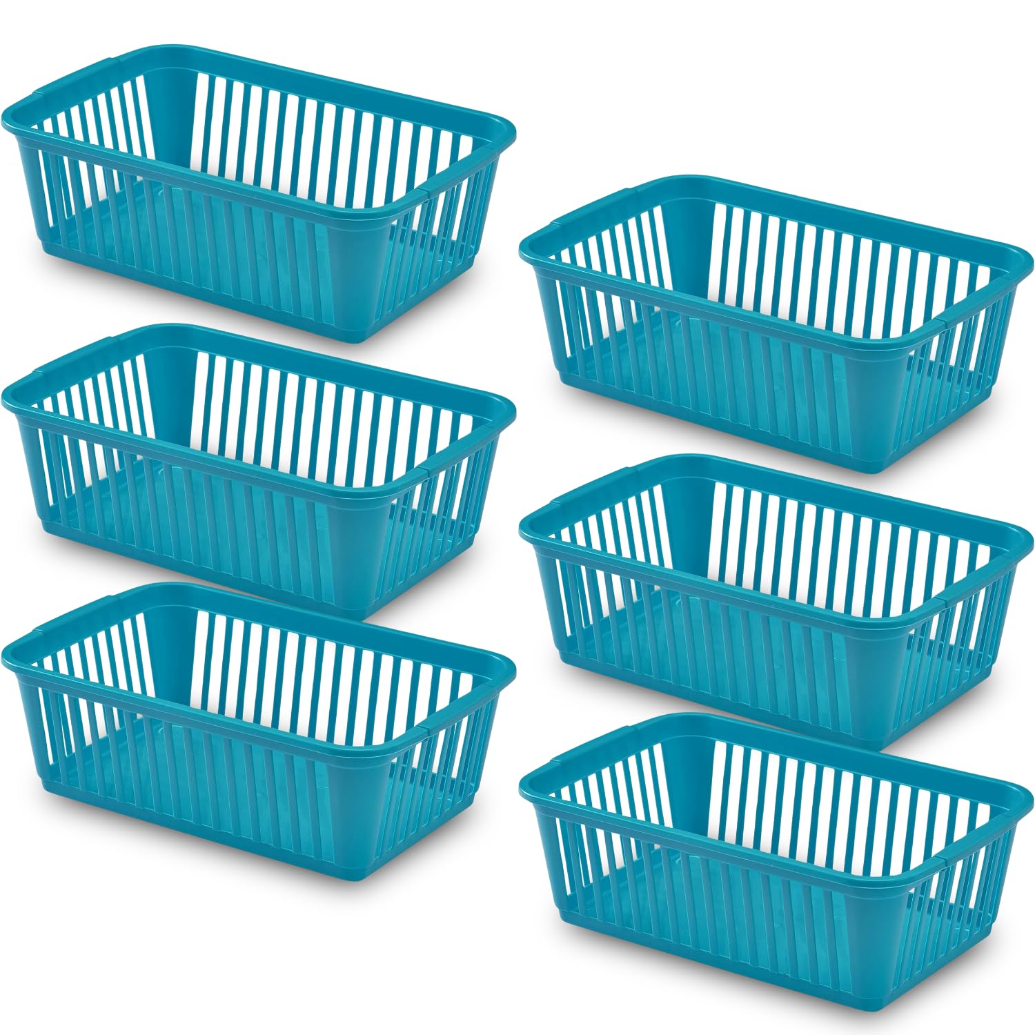 25cm Little Plastic Handy Baskets for kitchen Mini Size Storage Basket (Teal, Pack of 6)