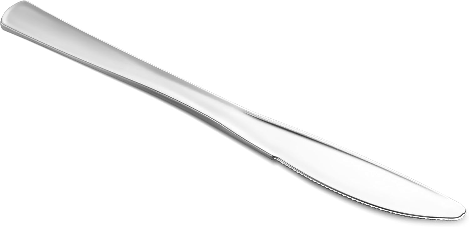 50 Silver Plastic Knives Heavy Duty Plastic Silverware