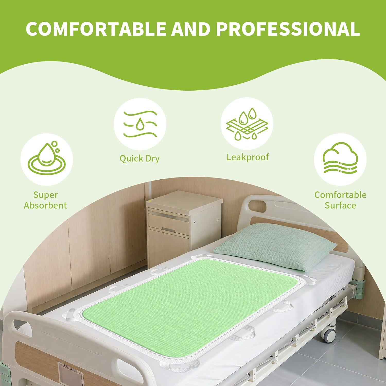 Incontinence Bed Pads Washable 4-Layers Leakproof for Elderly, 40x72 Inch image 3