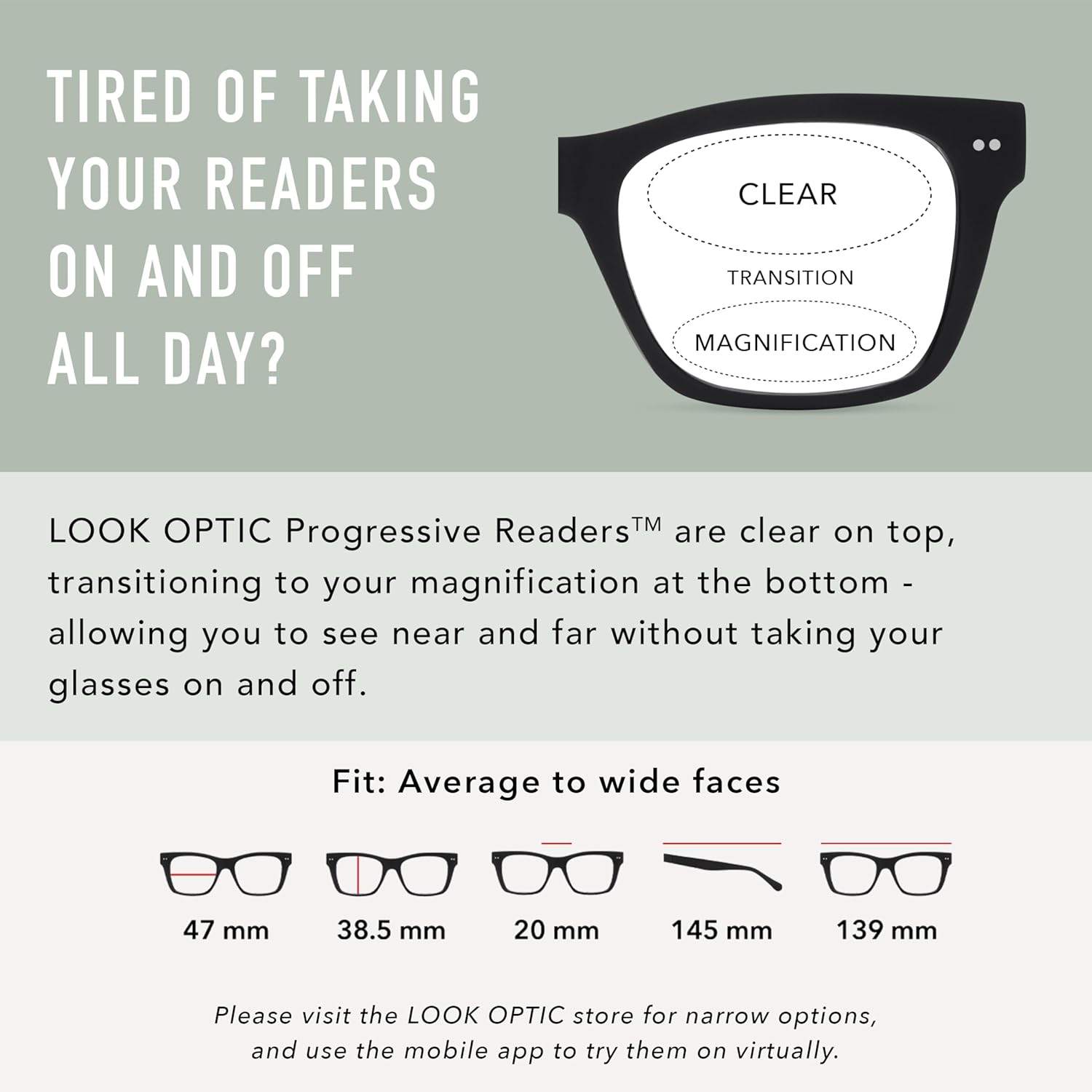 LOOK OPTIC Cosmo Progressive Reader-Stylish Unisex Reading Glasses, Prescription-Quality - Image 3