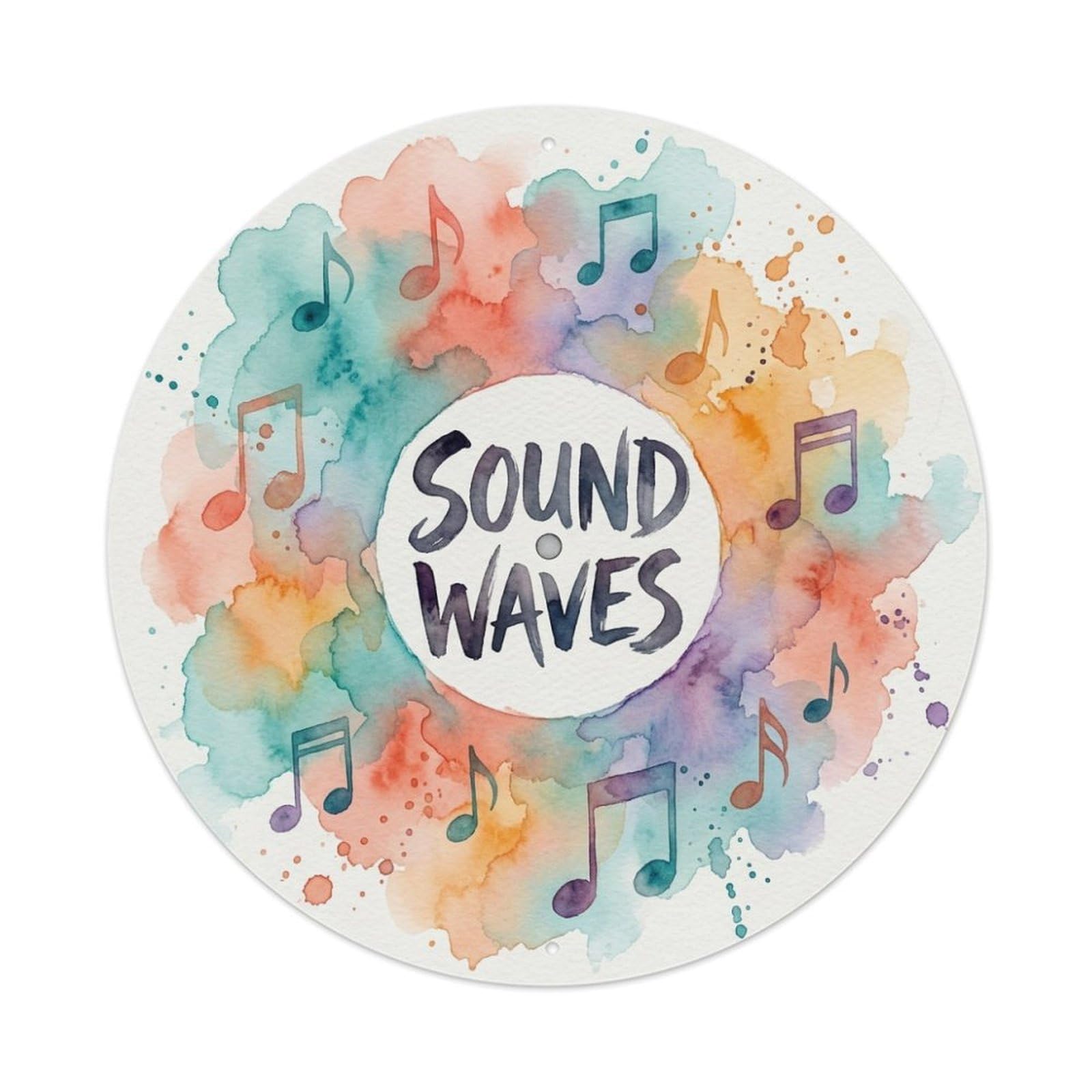 Watercolor Turntable Groove Vinyl Records Metal Tin Sign