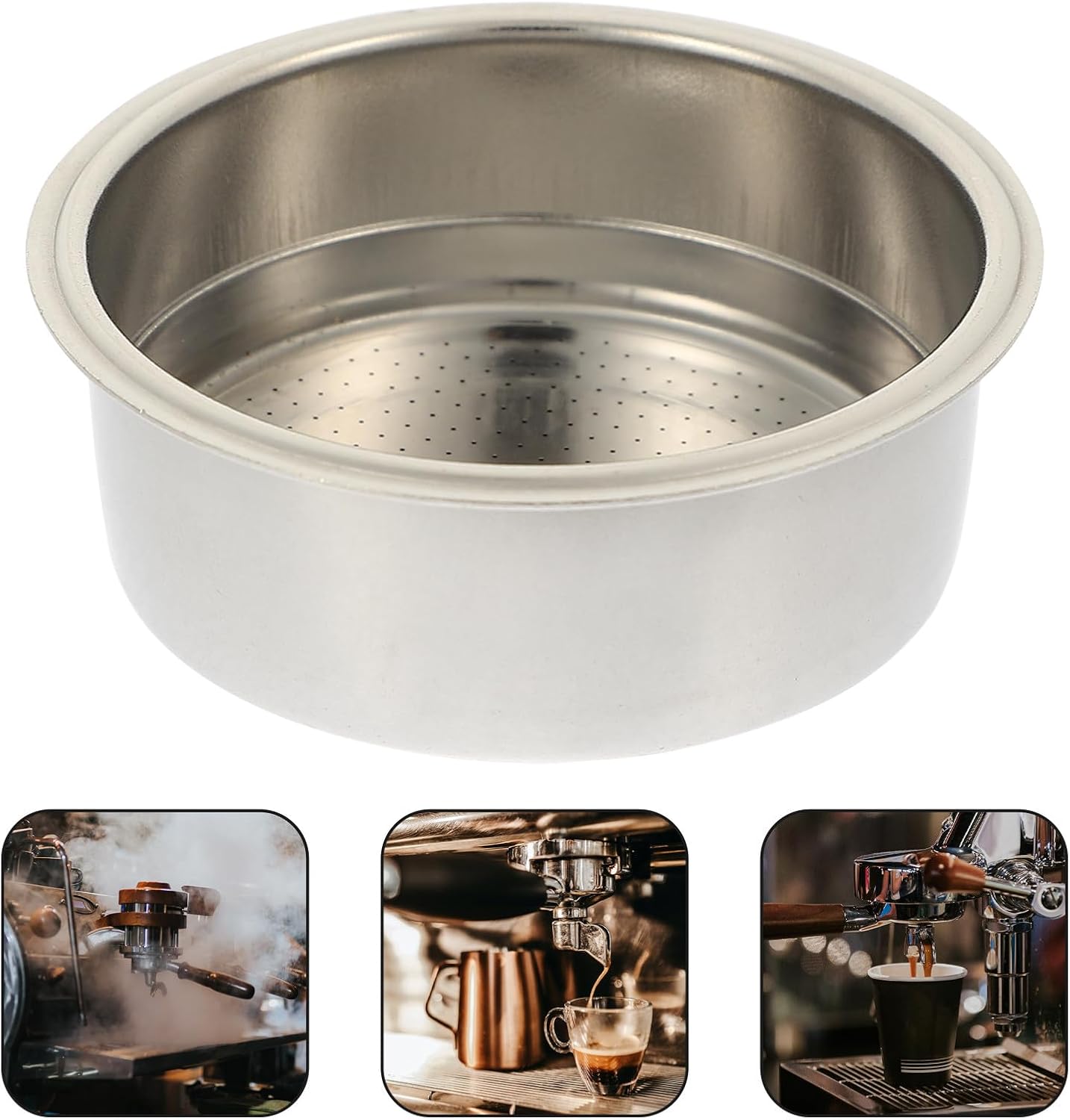 Ipetboom 51mm Double-layer Metal Coffee Filter Cup Espresso Machine Strainer Reusable Coffee Filter for Two Cups Compatible Maker Accessory