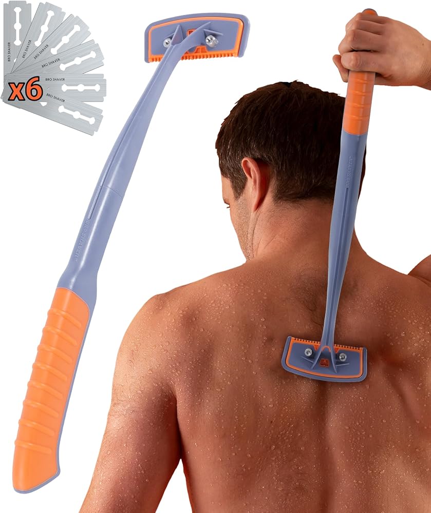 BroShaver 3.0 + 6 Lames – Rasoir Dorsal Homme, 2 Réglages
