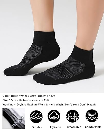 Miniatura 4 de CS CELERSPORT Paquete de 6 calcetines tobilleros para hombre con cojín, calcetines deportivos para correr