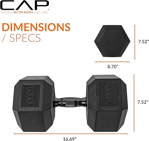 Miniatura 4 de CAP Barbell Coated Hex Dumbbell Weight - Single | 10-120 lbs | Multiple Options
