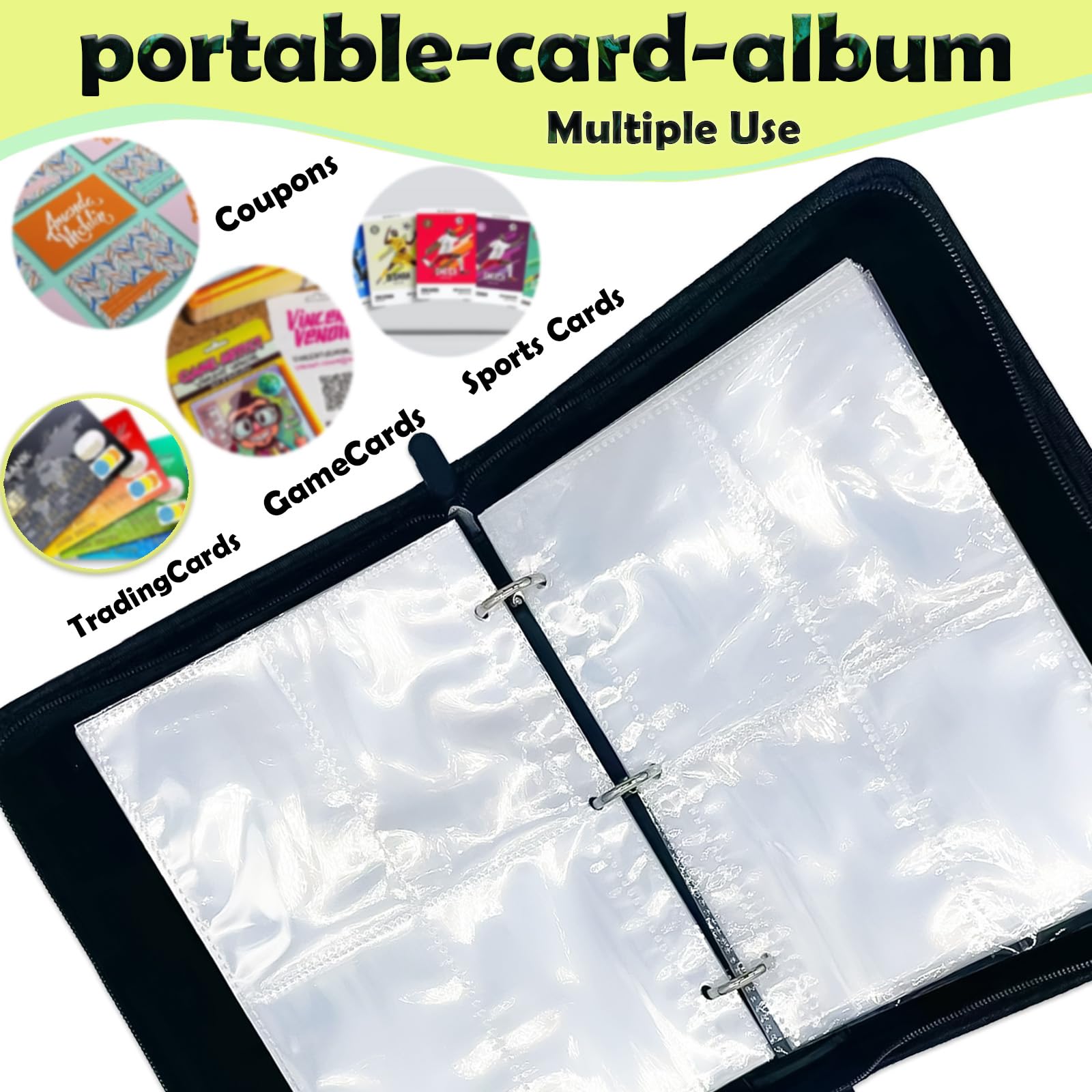 2 carpetas de tarjetas de 4 bolsillos, 400 bolsillos con 50 fundas extraíbles, álbum de carpetas protectoras coleccionables o coleccionables