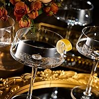 Vista 5 de Juego de 4 vasos de Martini & Champagne Coupé con cuchara plateada 10 onzas Crystal Luxury , Premium soplado a mano Cóctel clásico y copas