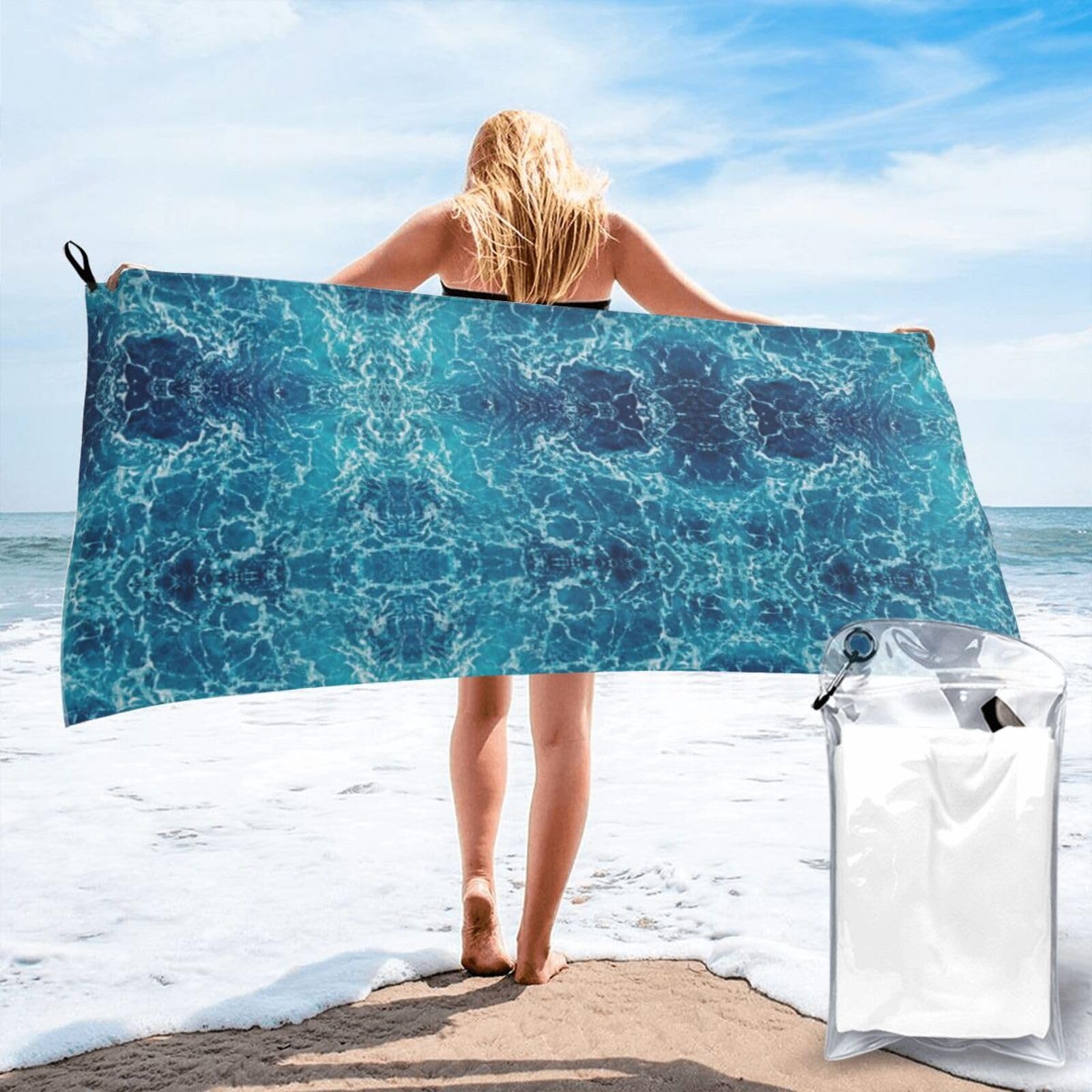 WYCZHY Tropical Ocean Beach Theme Print Beach Towel Soft Quick Dry For Spa Pool Gym Vacation Travelers Women Men Adults Sauna Gift